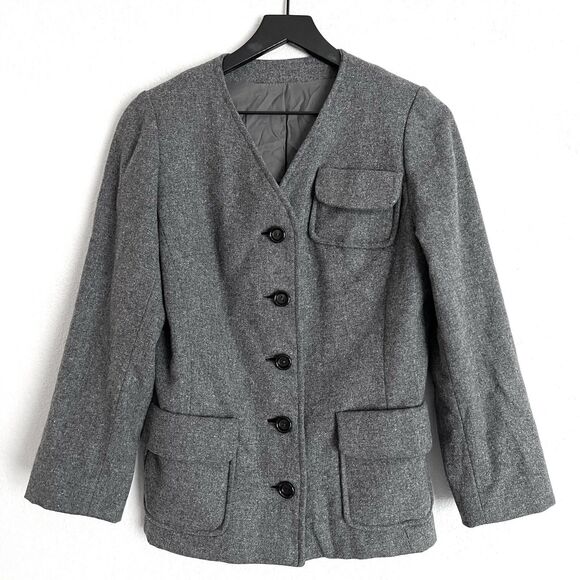 Vintage Bullocks Wilshire Women’s Wool Blazer Coat M/L Grey - Picture 1 of 8